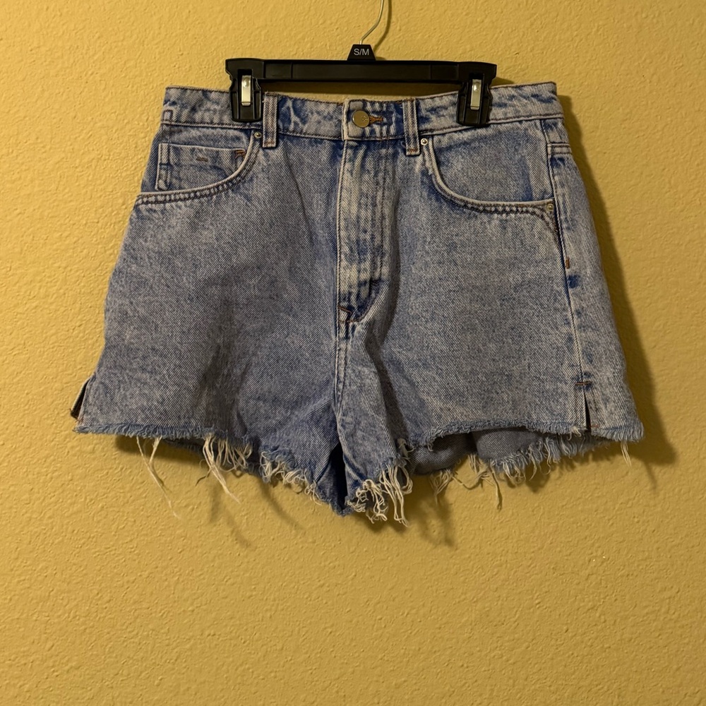 Zara high waisted raw hem denim shorts